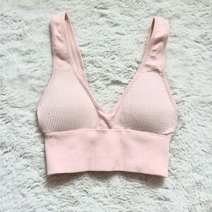 Aeropostale Light Pink Ribbed Sports Bra